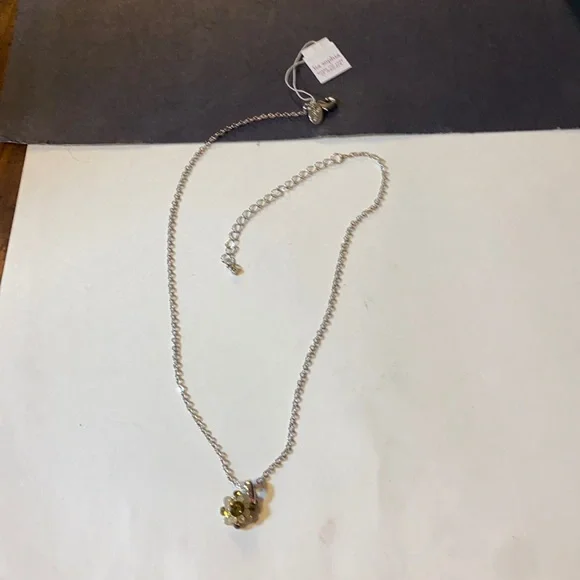 Lia Sophia Crystal Bouquet Silver Chain Green-ish Off White Crystals NWT 16”-19” - Picture 1 of 5